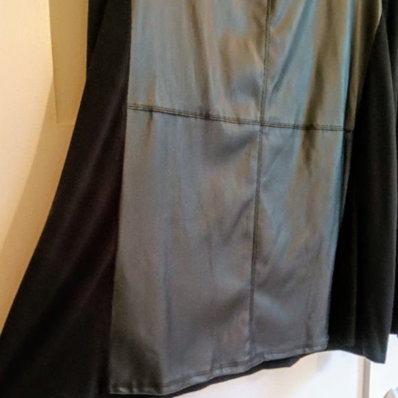 Alex Garfield Black Faux Leather Front Knit Tunic Long Sleeve Top- Size L-XL - Picture 2 of 8